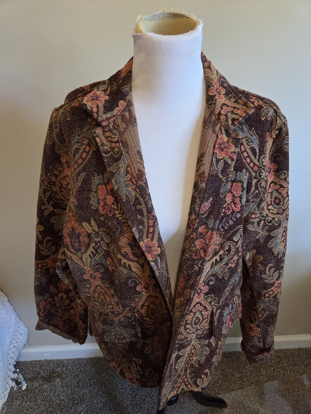Flashback Women's Floral Tapestry Blazer - Multitone Brown Size Xl - Picture 9 of 14
